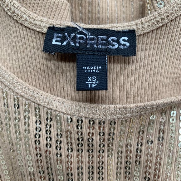 Express Sequin Tank Top Gold/Tan Size XS New - Picture 4 of 4